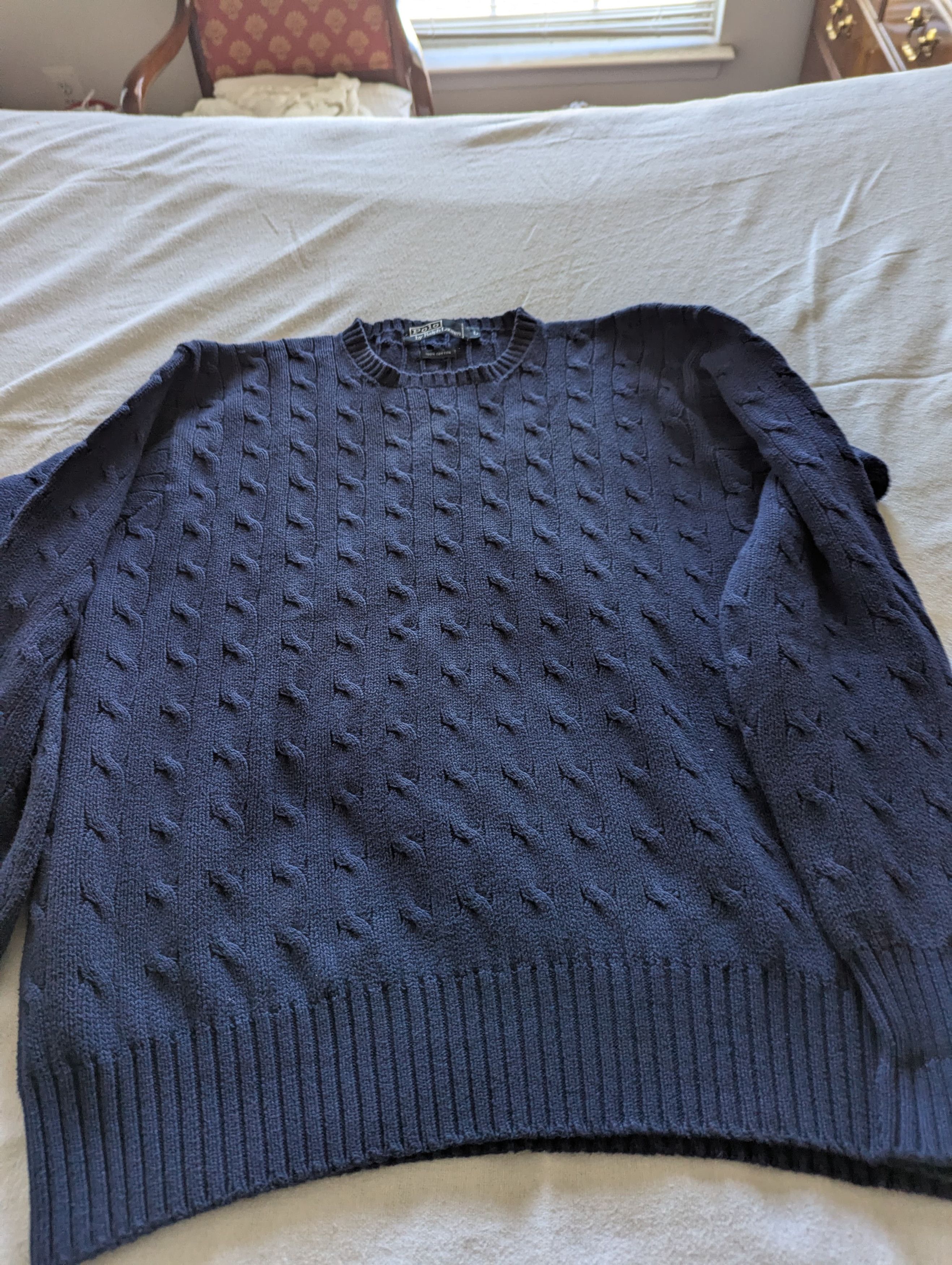 Polo Ralph Lauren Vintage Cotton Cable Knitted Sweater Size US L / EU 52-54 / 3 - 1 Thumbnail