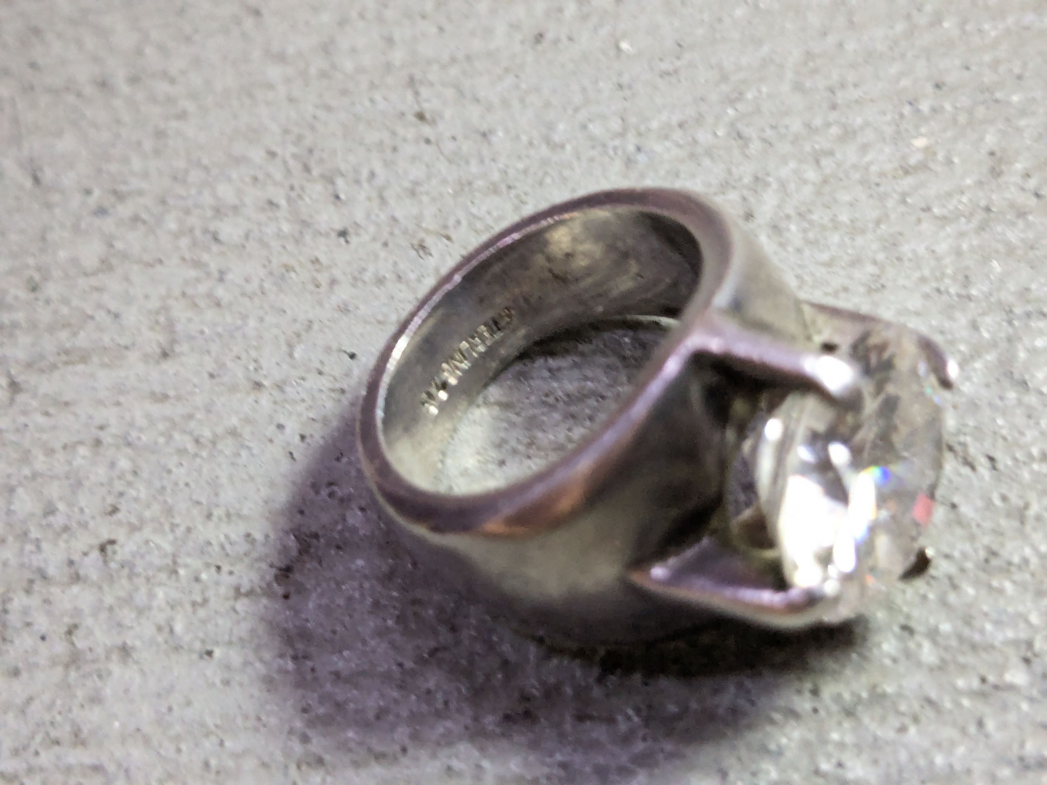 Jewelry × Vintage Vintage Sterling Silver Ring 4.75 CZ Round Modern Cocktail Size ONE SIZE - 6 Thumbnail