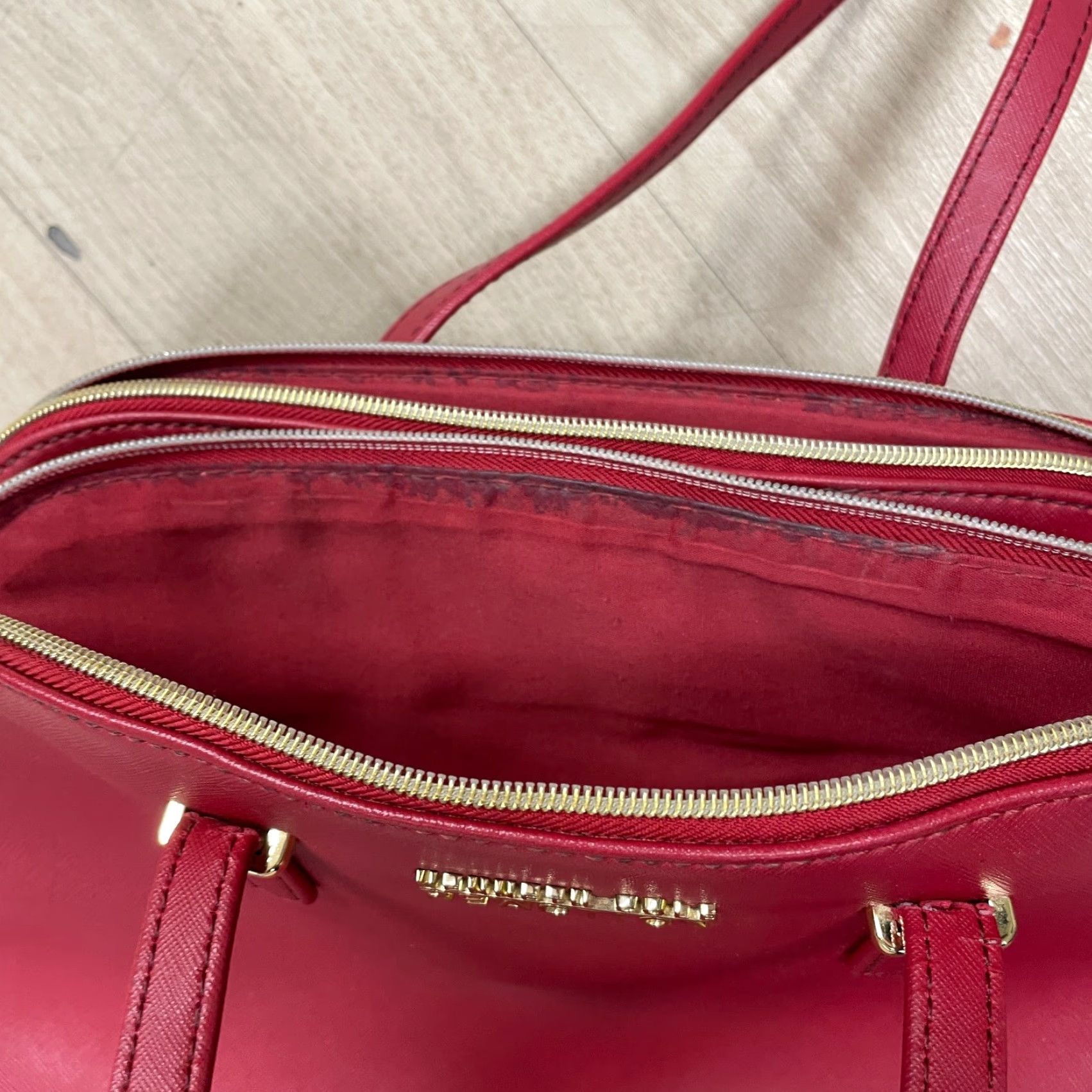 Kenneth Cole Kenneth Cole Reaction Shoulder Bag Red Faux Leather Gold Hardware PVC Leather Matte Red 17in 10in Large Women's Bag Size ONE SIZE - 6 Thumbnail