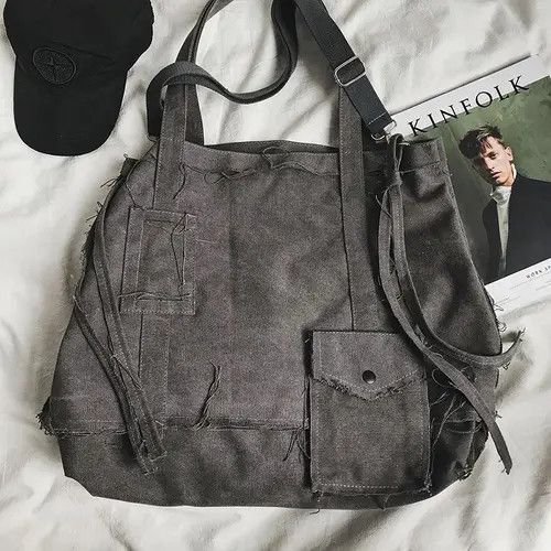 Japanese Brand × Vintage Vintage Canvas School Big Shopping Bag Handbag Size ONE SIZE - 4 Thumbnail