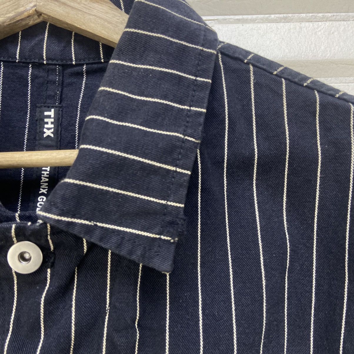 Japanese Brand Japanese Brand Thanx God Stripes Distressed Denim Jacket Size US S / EU 44-46 / 1 - 10 Thumbnail