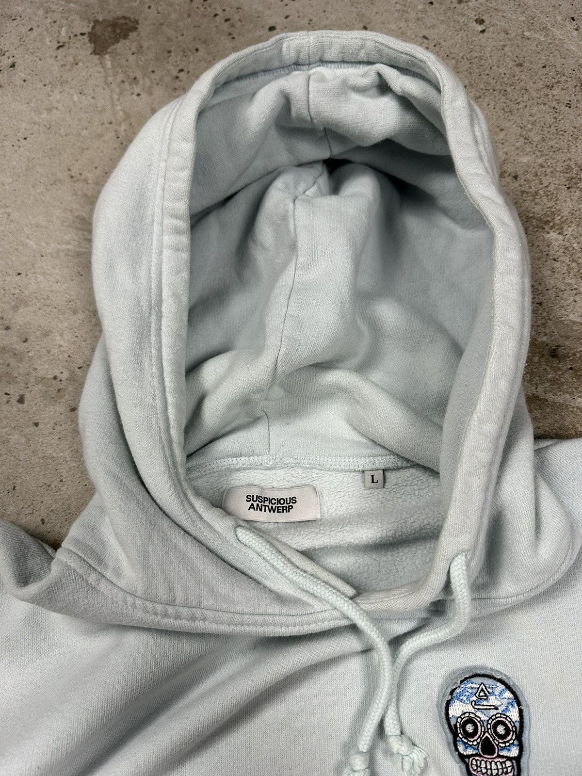 Suspicious Antwerp Suspicious Antwerp Baby Blue Skull Logo Hoodie Sweatshirt Size US L / EU 52-54 / 3 - 7 Thumbnail