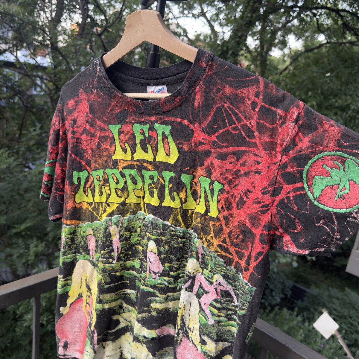 Band Tees 90s Led Zeppelin Thrashed Faded Distressed AOP Band Tee Size US L / EU 52-54 / 3 - 5 Thumbnail