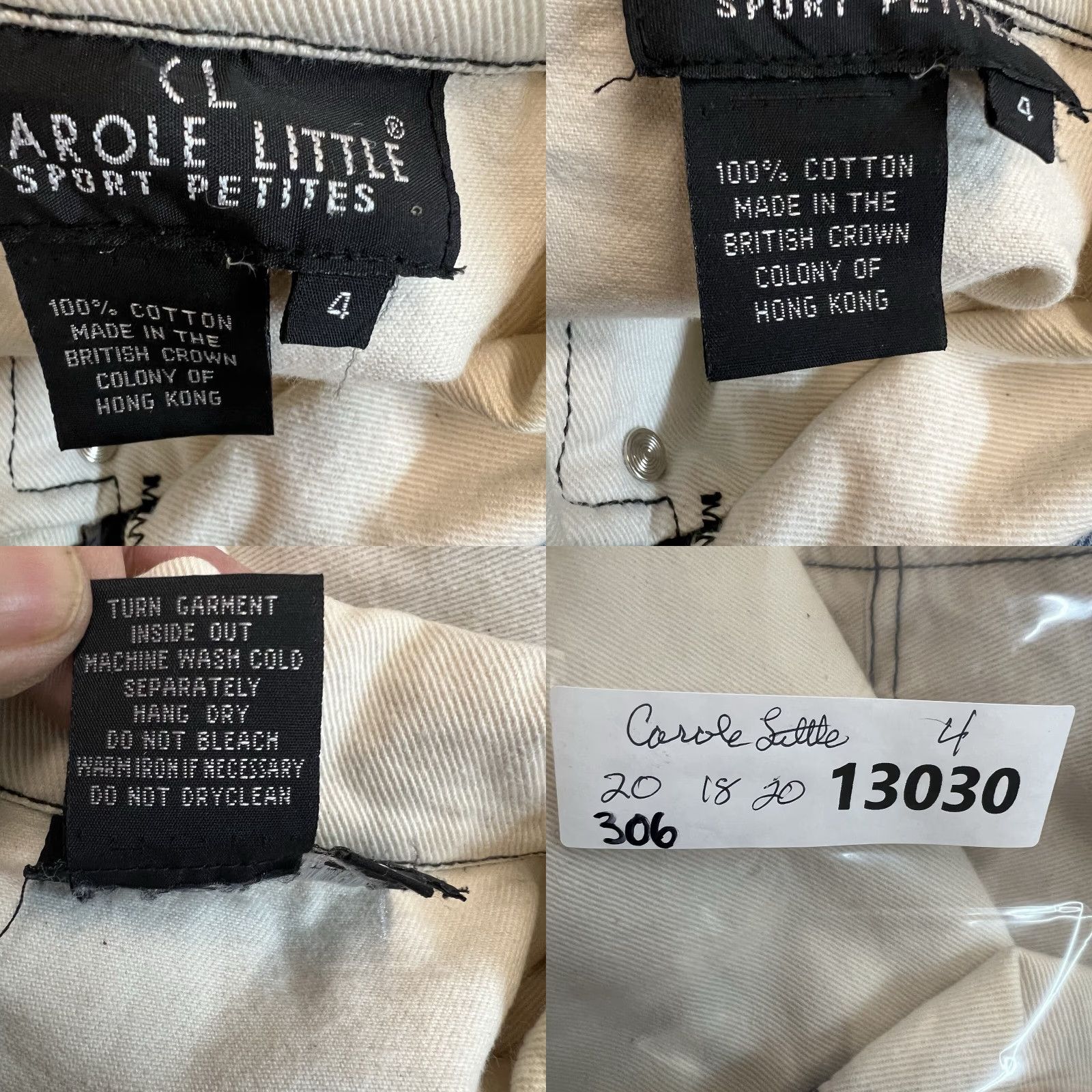 Vintage Carole Little Vintage Aztec Beaded Denim Jacket Womens Size 4 Ivory Geometric Beaded Mid-Length Jacket Size S / US 4 / IT 40 - 8 Thumbnail