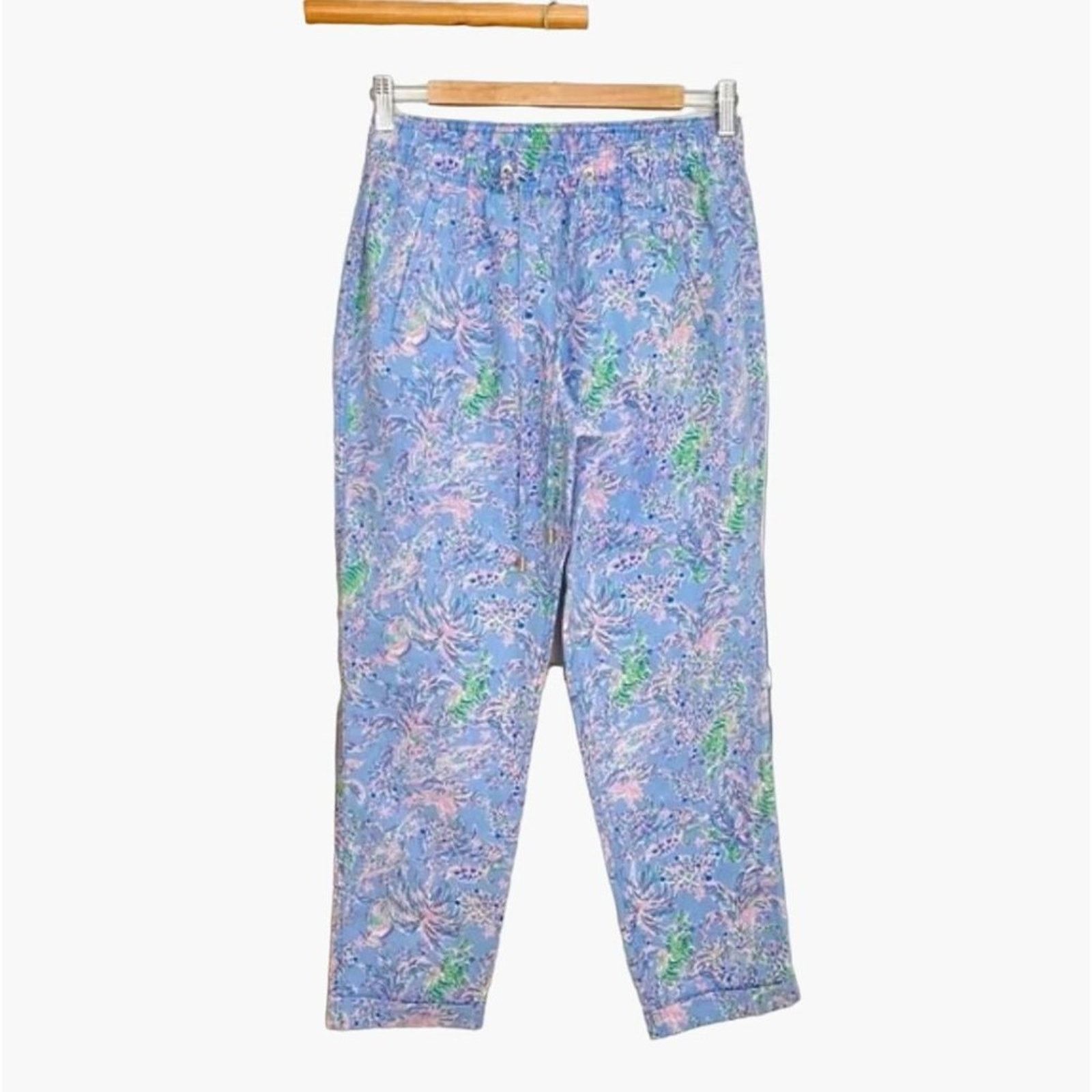 Lilly Pulitzer Lilly Pulitzer Taron Mid-Rise Linen Pant Blue Peri Medium Size 28" / US 6 / IT 42 - 11 Thumbnail