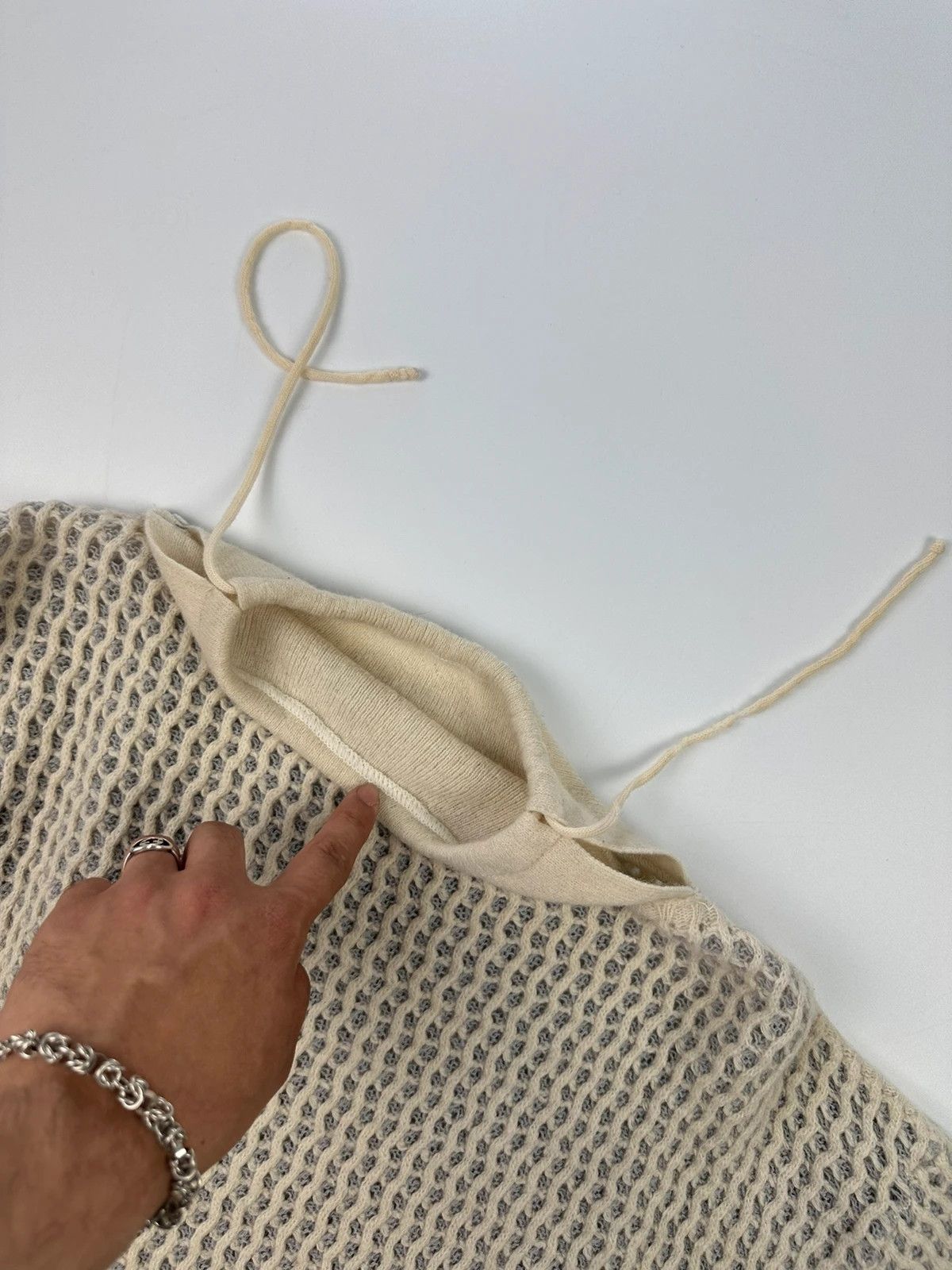 Marithe + Francois Girbaud Marithé + François Girbaud 1980 Mesh Wool Knit Sweater Cream Size S / US 4 / IT 40 - 11 Thumbnail