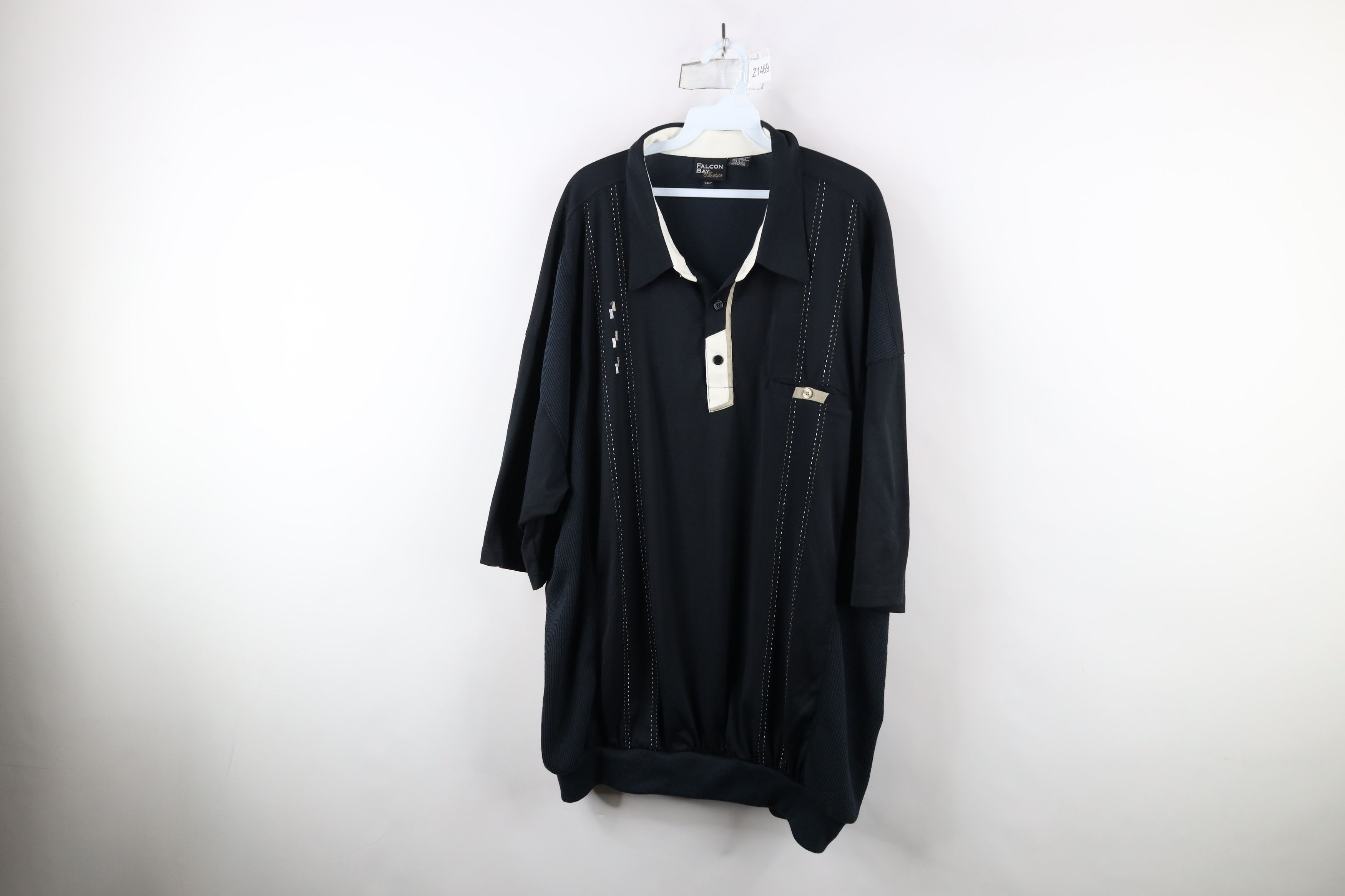 Vintage Vintage 90s Streetwear Ribbed Knit Pullover Polo Shirt Black Size US XXL / EU 58 / 5 - 1 Thumbnail