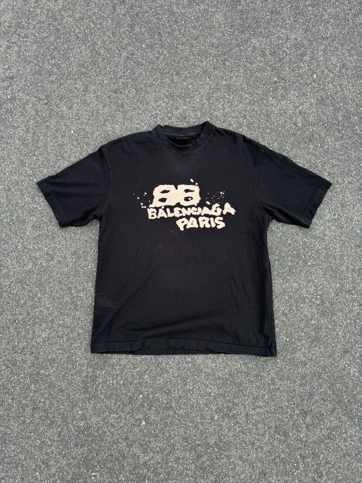 Balenciaga Balenciaga Men's Hand-Drawn BB Icon Distressed M T-Shirt Size US M / EU 48-50 / 2 - 1 Thumbnail