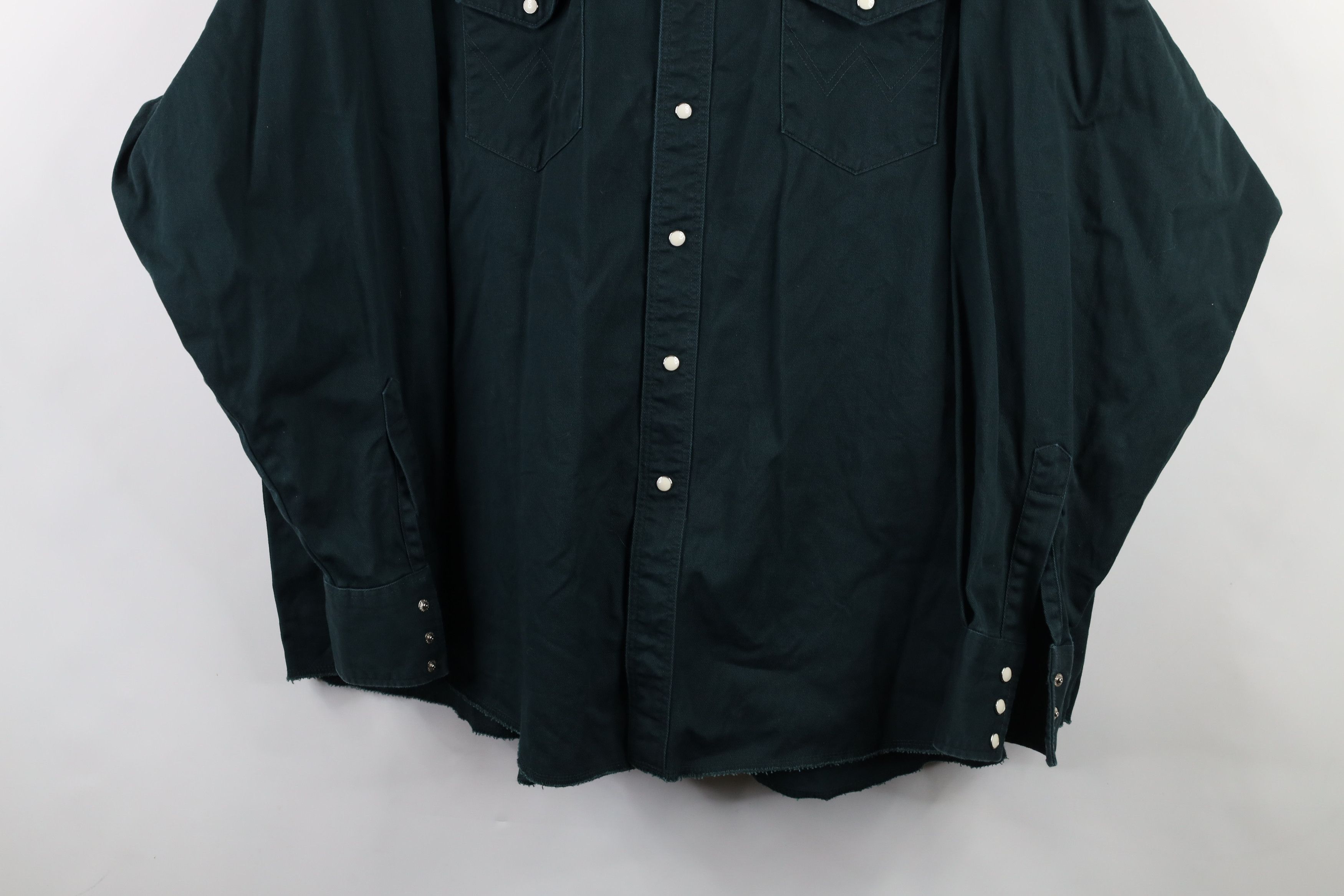 Vintage × Wrangler Vintage 90s Wrangler Cowboy Snap Button Shirt Dark Green Size US XXL / EU 58 / 5 - 3 Thumbnail