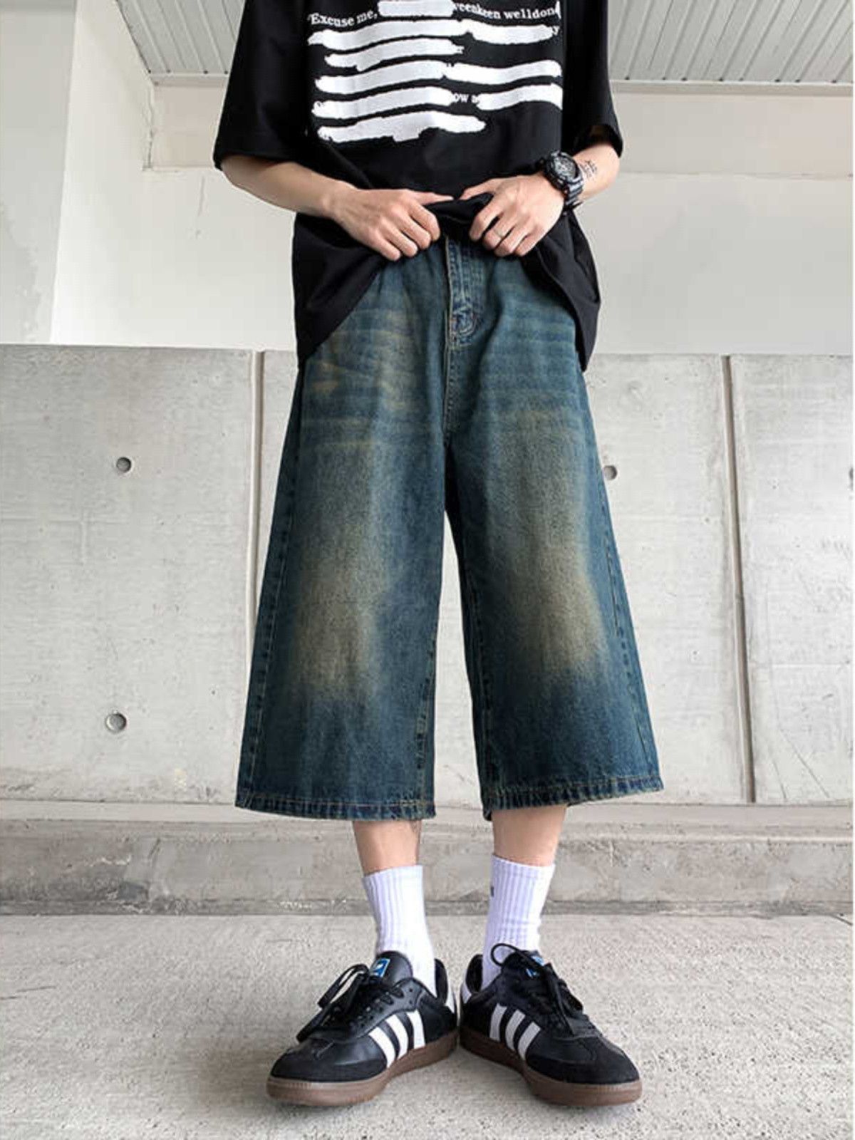Japanese Brand × Jean Retro loose fitting straight leg denim shorts Size US 30 / EU 46 - 1 Thumbnail