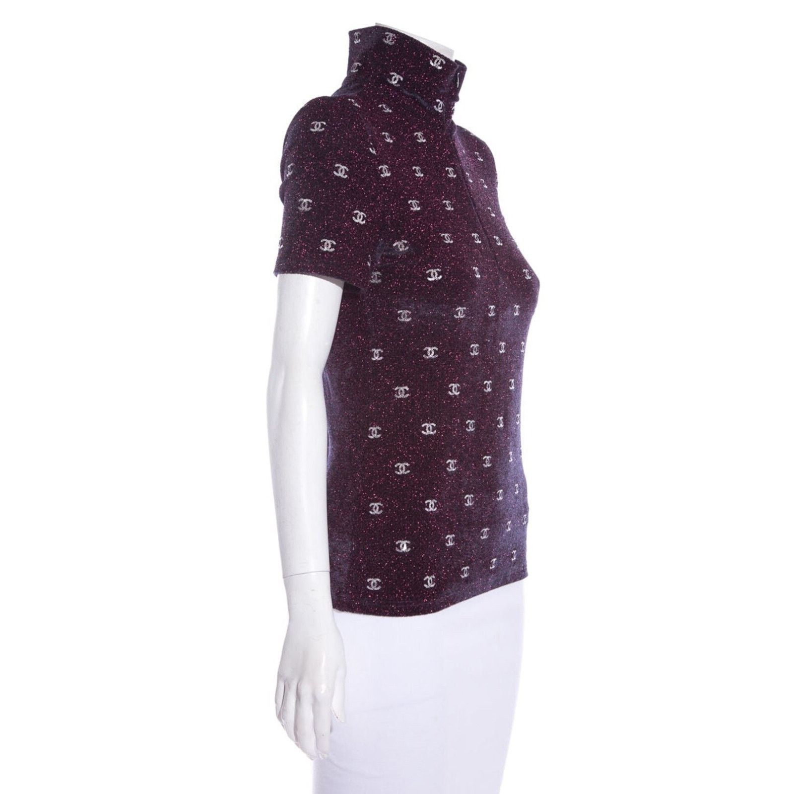 Chanel Chanel 20N Silver Sequin CC Logo Stretch Top T Shirt 38 Size XS / US 0-2 / IT 36-38 - 9 Thumbnail