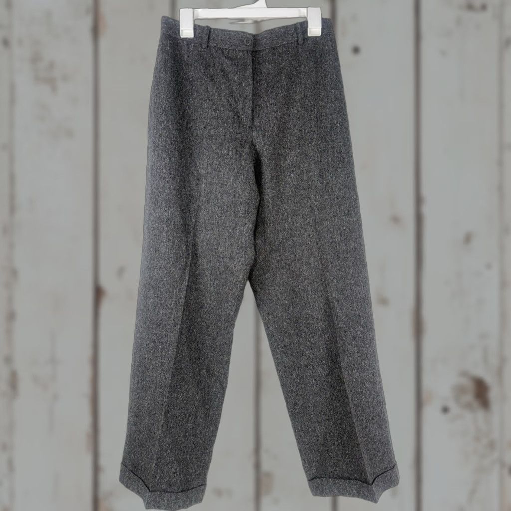 CO VINTAGE Isda & Co Women's Wide Leg Dress Pants Wool Silk Spandex Gray 8 High Rise City Retro Size 30" / US 8 / IT 44 - 1 Thumbnail