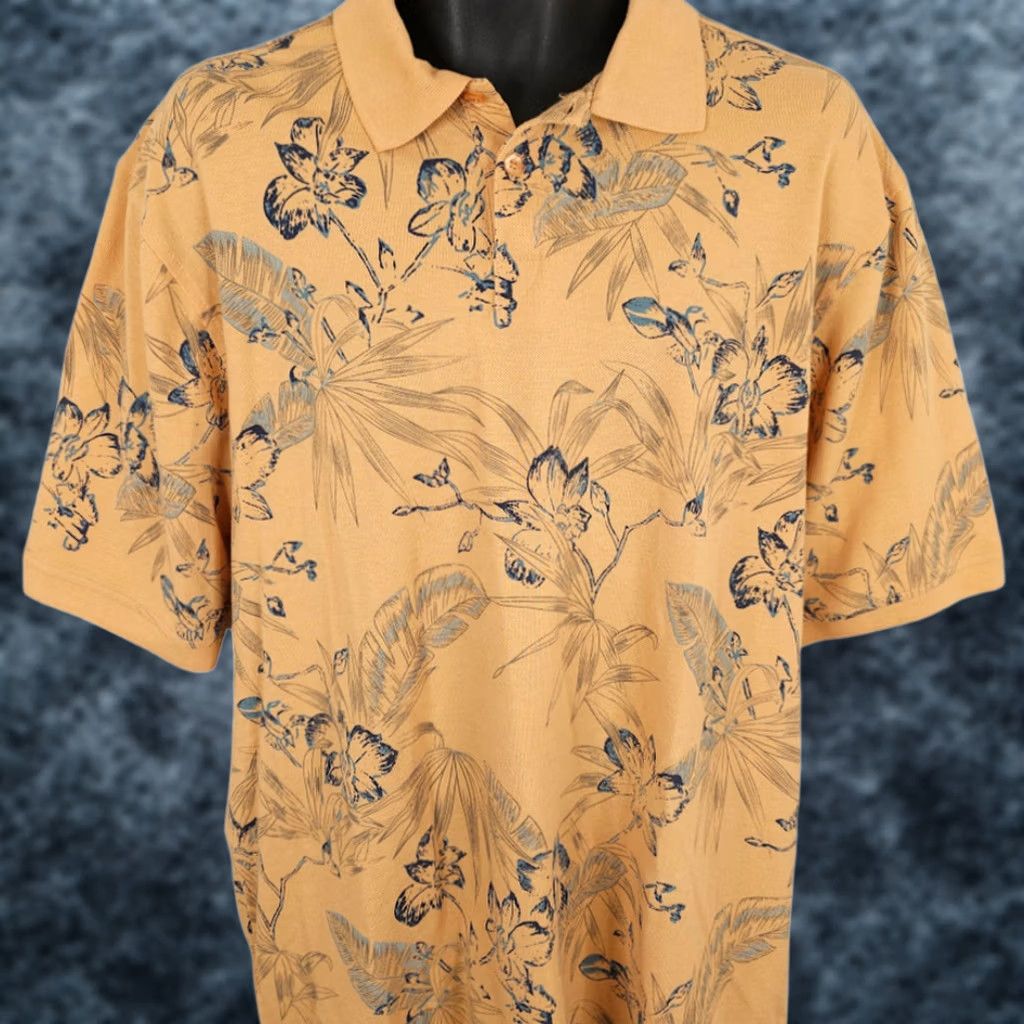 Vintage Sedgefield Hawaiian Polo Shirt Mens L Orange Floral All Over Print Sleeve Short Button-Up Collared Travel Cotton Blend Black Vintage: No Size US L / EU 52-54 / 3 - 1 Thumbnail