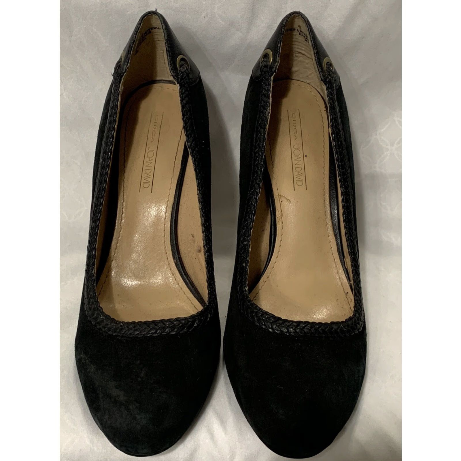 Vintage Circa Joan & David Black Suede Heels Sz 8 GUC Women High Heels Leather Size US 8 / IT 38 - 3 Thumbnail
