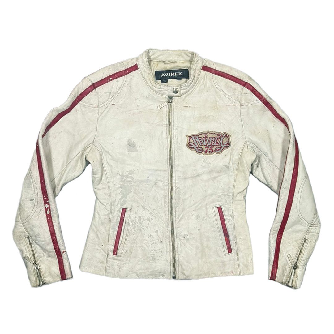Avirex AVIREX - Women's Diamond White Leather Jacket - White - M(W) Size M / US 6-8 / IT 42-44 - 3 Thumbnail