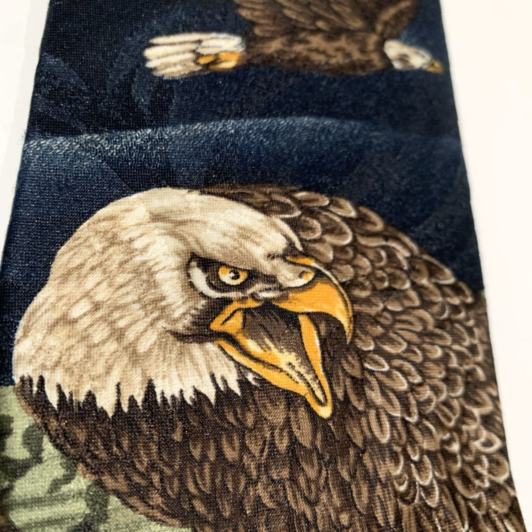 Vintage VINTAGE Bald Eagle Mens Tie 1995 Marc Dennis Master Of The Sky Birds Nest Patriotic USA Size ONE SIZE - 2 Thumbnail