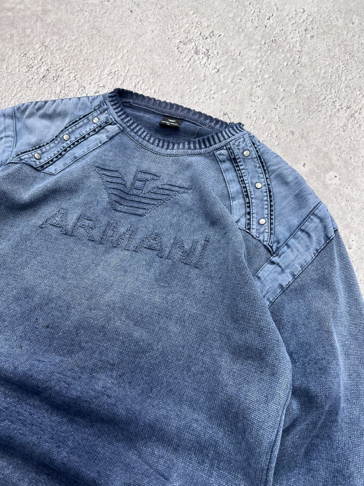 Emporio Armani VINTAGE STRIPPED EMPORIO ARMANI HYPE SWEATER Y2K Size US L / EU 52-54 / 3 - 6 Thumbnail