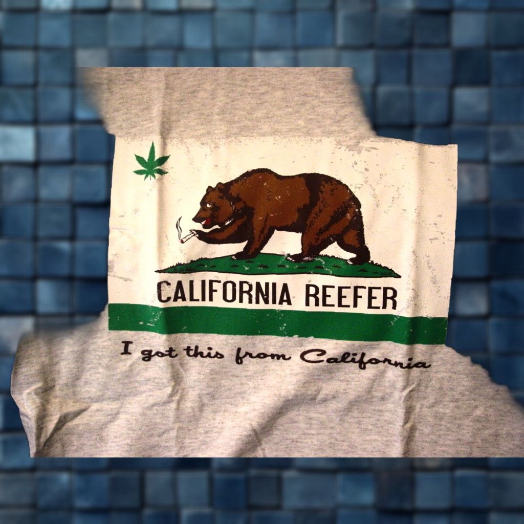 Vintage CALIFORNIA STATE FLAG REEFER ( MARIJUANA LEAF ) T-SHIRT Gray Mens L Short Sleeve Graphic Tee Size US L / EU 52-54 / 3 - 1 Preview