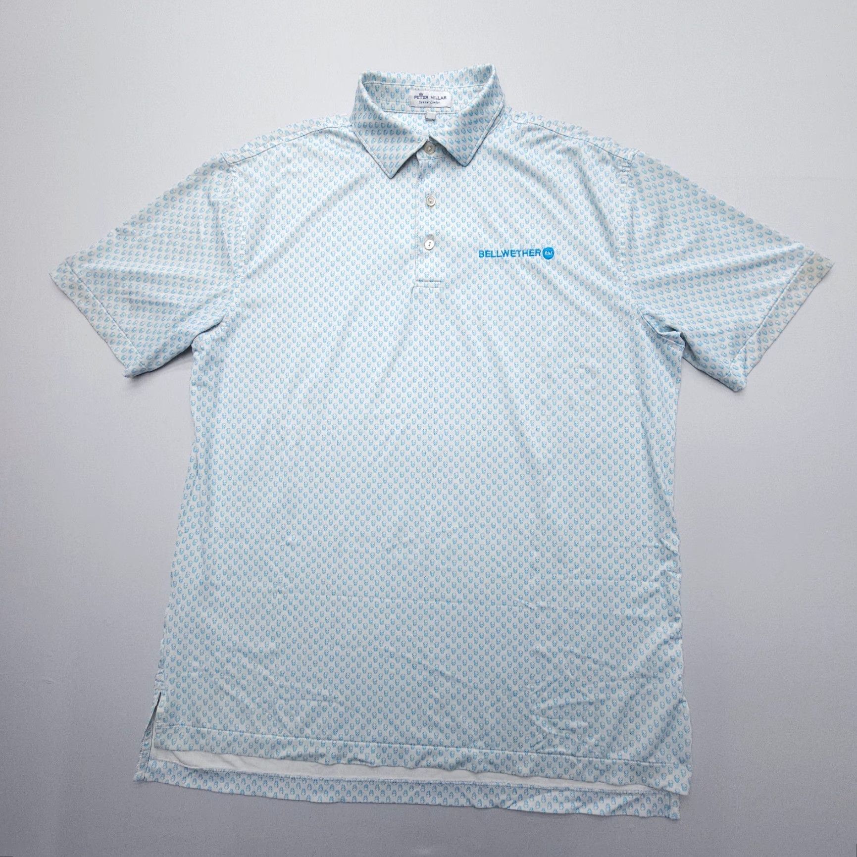 Peter Millar Peter Millar Summer Comfort Polo Mens M Blue Skull Print Stretch Geometric Short Sleeve Shirt Polo USA Capimum? Size US M / EU 48-50 / 2 - 2 Thumbnail