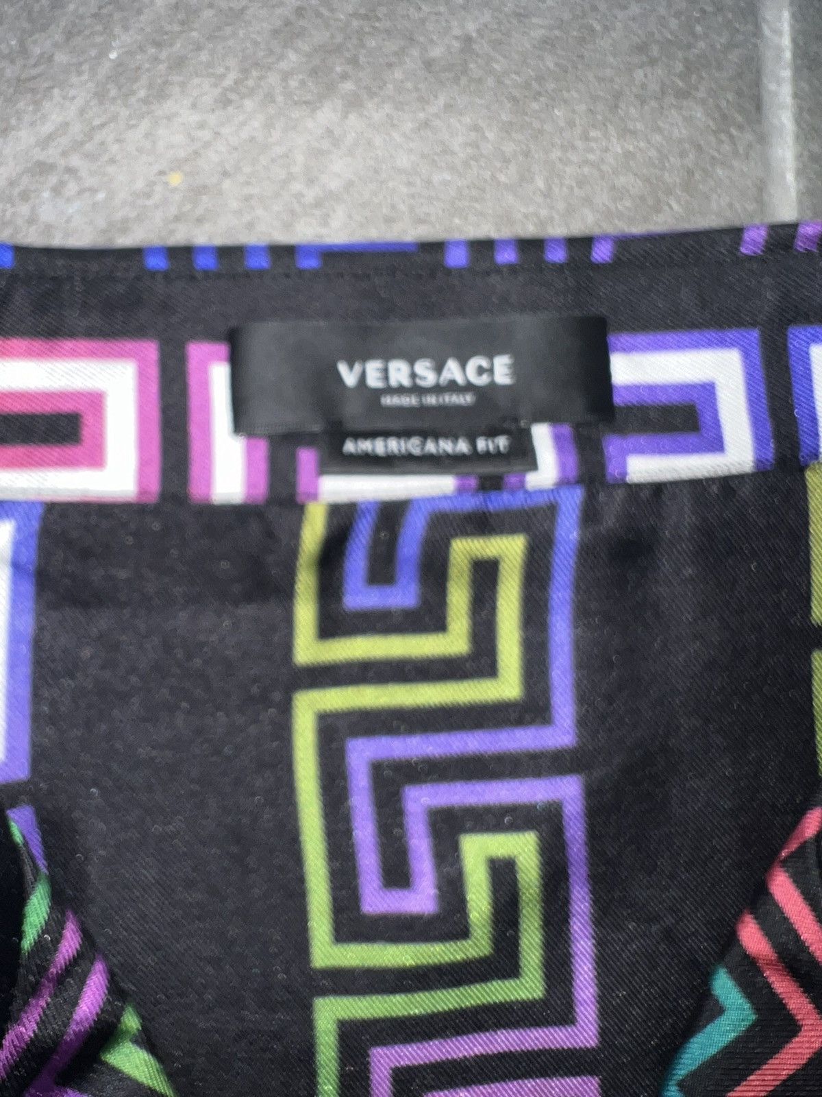 Versace Versace Men's Black Greca Neon-print Silk Shirt Size US XL / EU 56 / 4 - 2 Thumbnail