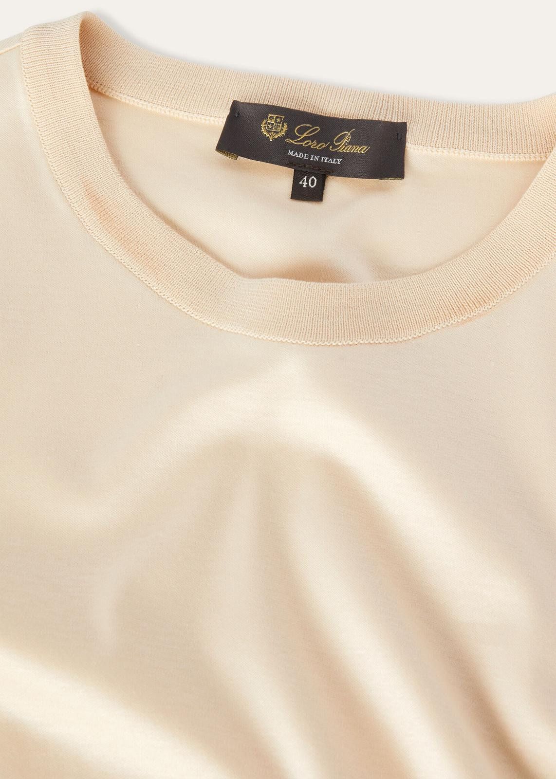 Loro Piana o1srvl11e0125 FAI5069 Crewneck T-Shirt in Cream Size S / US 4 / IT 40 - 3 Thumbnail