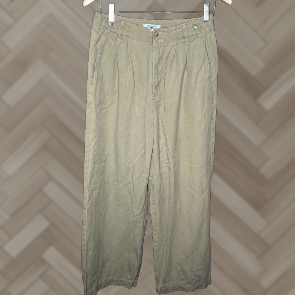 Madewell Madewell Pants The Harlow Wide-Leg Pleated Tan Brown Linen Blend Size 2 Women's Casual Dress Pants Spring Summer Fall Size 26" / US 2 / IT 38 - 1 Thumbnail