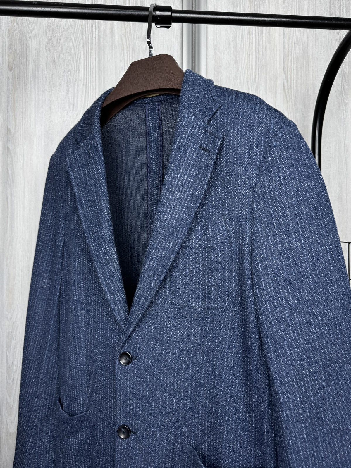 Other Latorre blue cotton linen patterned unlined 2 button blazer Size 44R - 4 Thumbnail