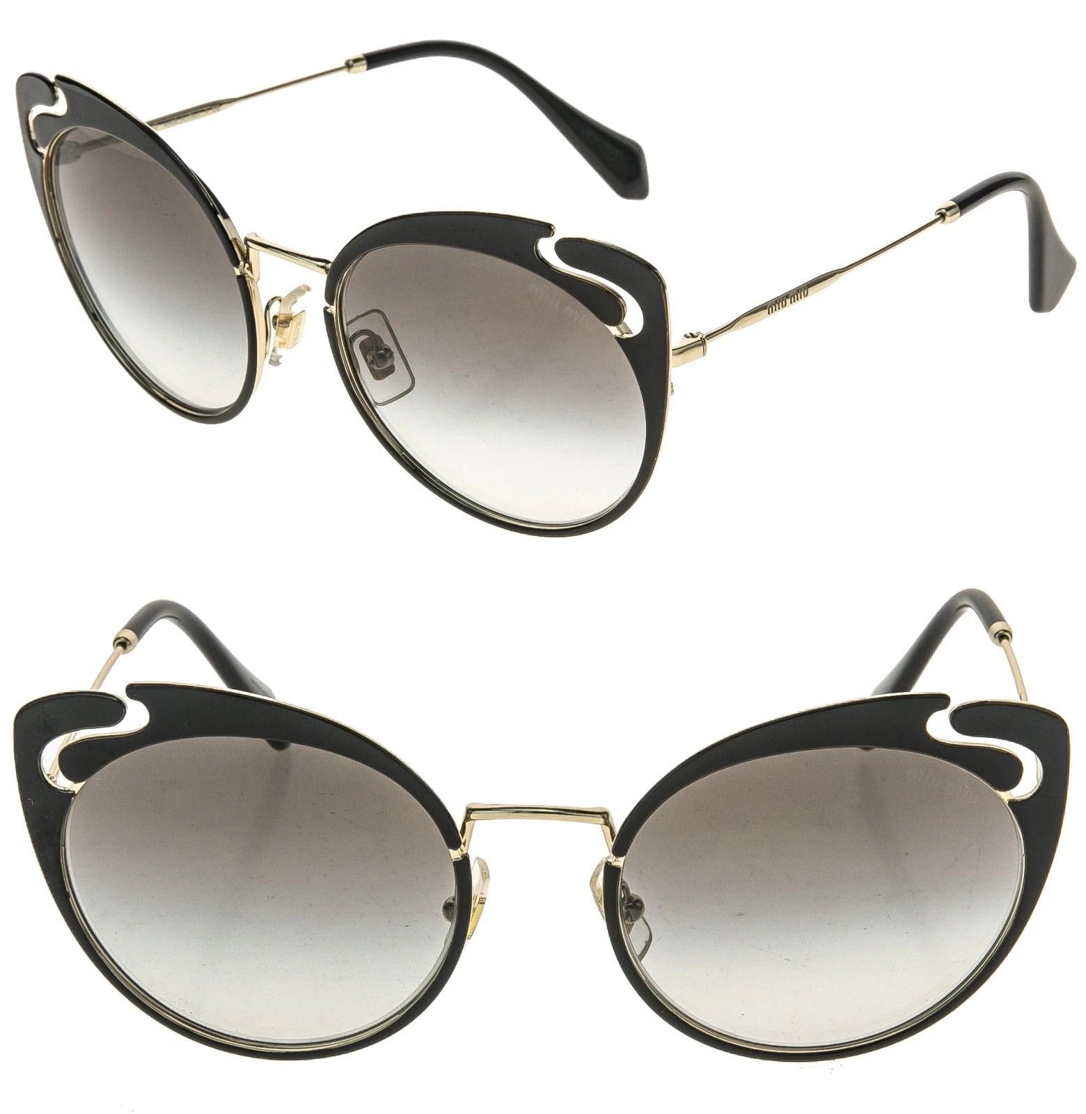 MIU MIU 57T NOIR MU57TS Cut Out Pale Gold Black Cat Eye display picture 1