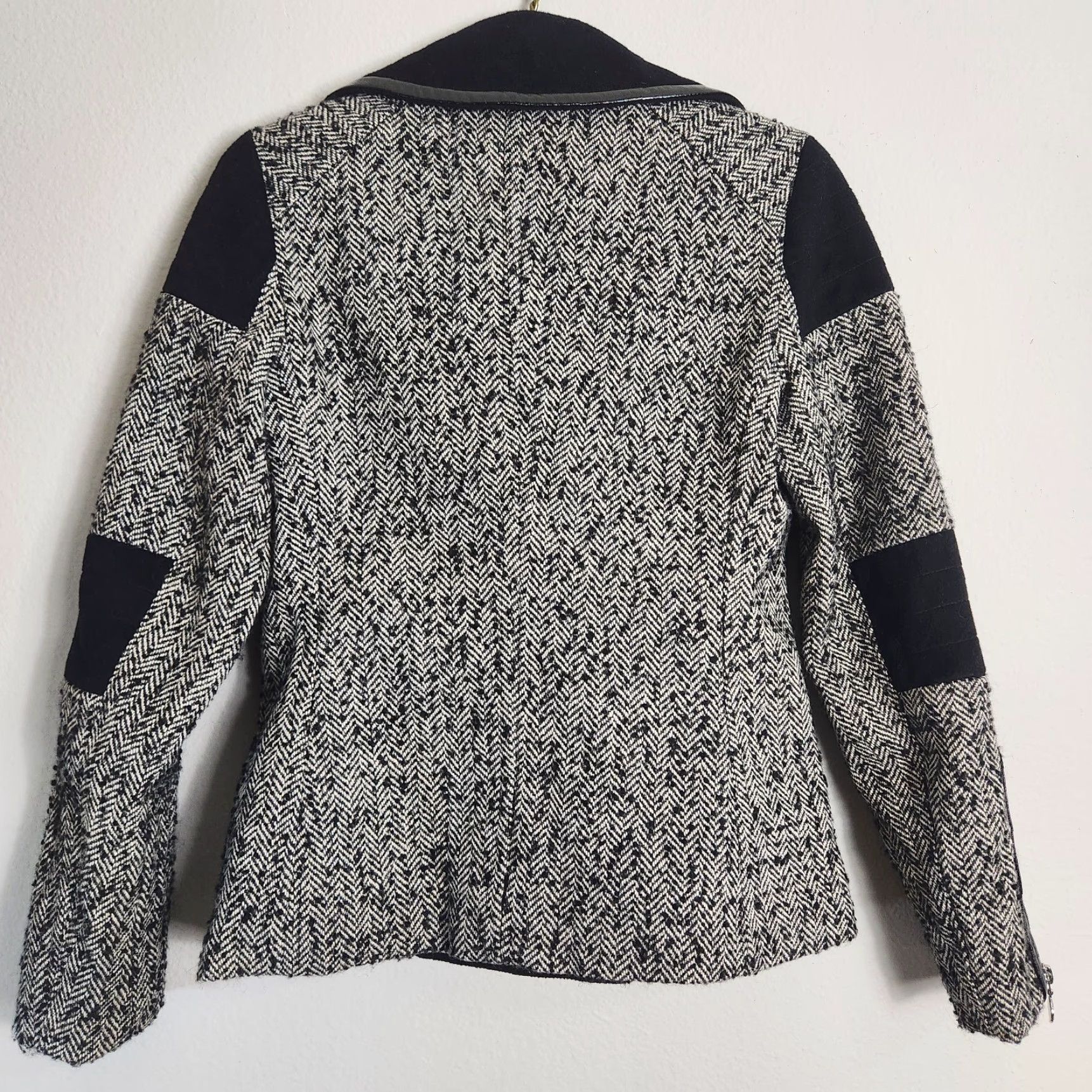 Betsey Johnson VINTAGE Betsey Johnson Peacoat Womens Black/Ivory Tweed Double Breasted Short Wool Blend Coat XS Black Womens Size XS / US 0-2 / IT 36-38 - 7 Thumbnail