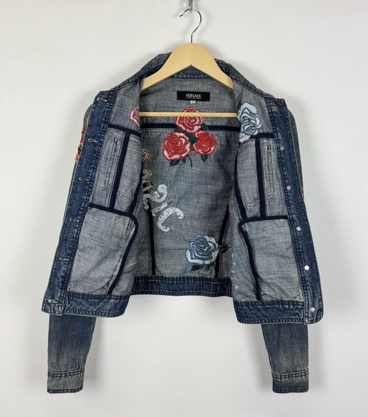Versace Versace Jeans Couture Denim Jacket Blue Jeans Top Flowers Size S / US 4 / IT 40 - 8 Thumbnail