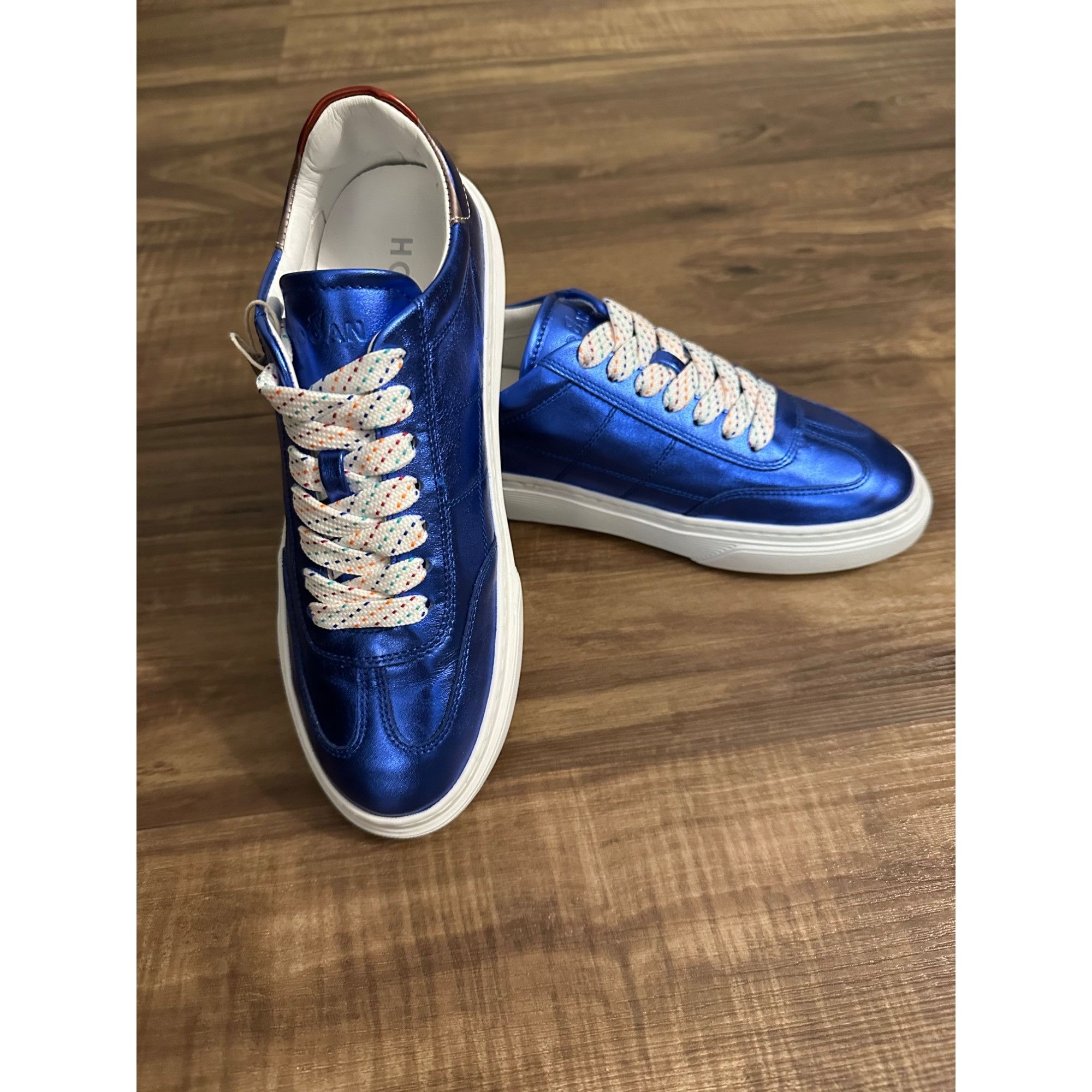 Hogan NWT Hogan Soft Leather Blue laminated effect Sz 35 / US Size Size US 5 / IT 35 - 13 Thumbnail