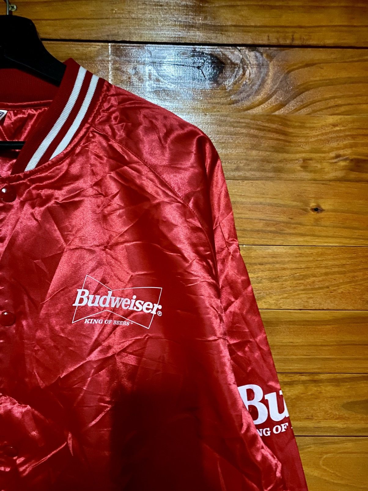 Budweiser Vintage Budweiser “King of Beers” Red Satin Bomber Jacket Size US L / EU 52-54 / 3 - 7 Thumbnail