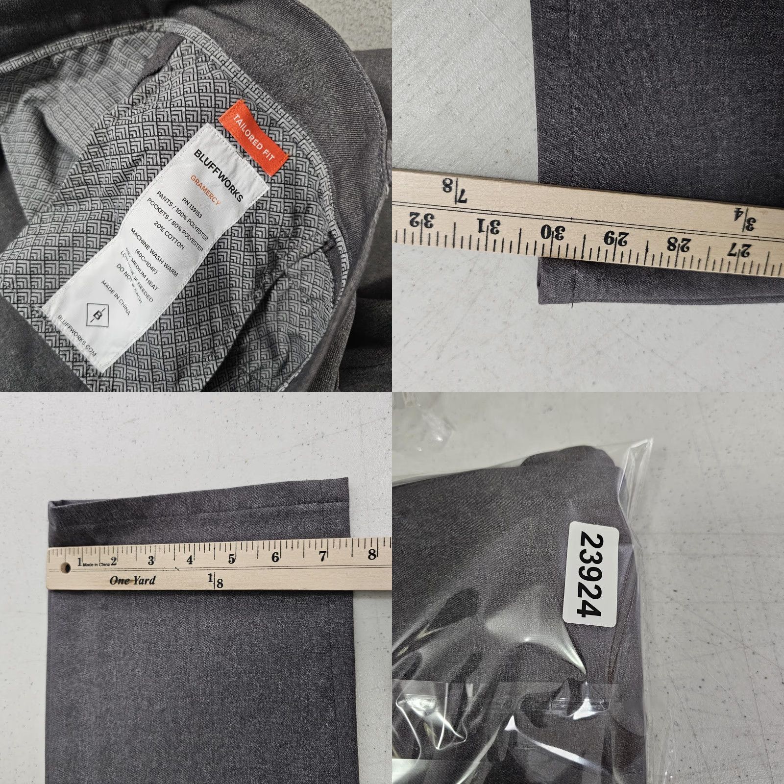 Vintage VINTAGE Bluffworks Gramercy Dress Pants Mens 34x30 Gray | Pants | Men | 34/34 | Flat Front | Zip Fly | Slim Fit Size US 34 / EU 50 - 8 Thumbnail