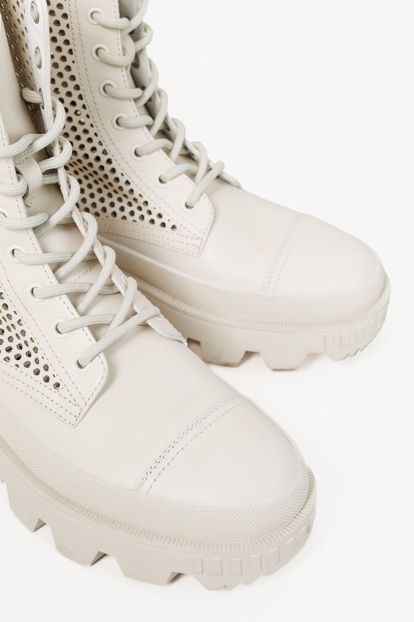 Moncler Moncler Carinne Beige Perforated Leather Lace-Up Boots Size US 9 / IT 39 - 6 Thumbnail