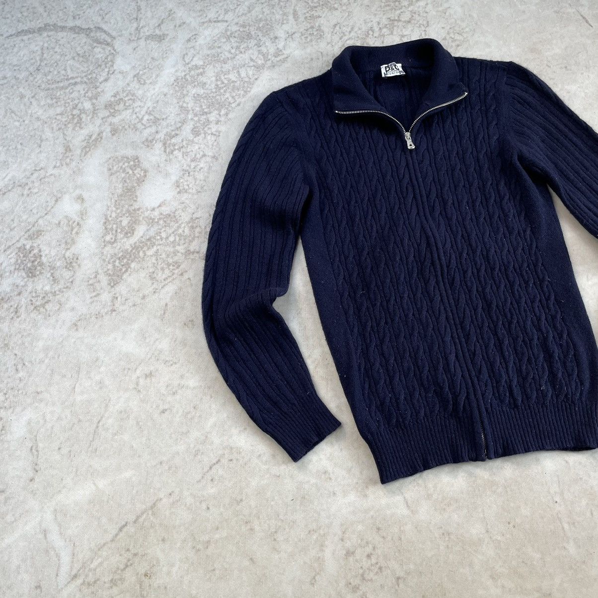 Designer × Dolce & Gabbana Dolce & Gabbana Ribbed Knit Cashmere Navy Zip Sweater Size M / US 6-8 / IT 42-44 - 3 Thumbnail