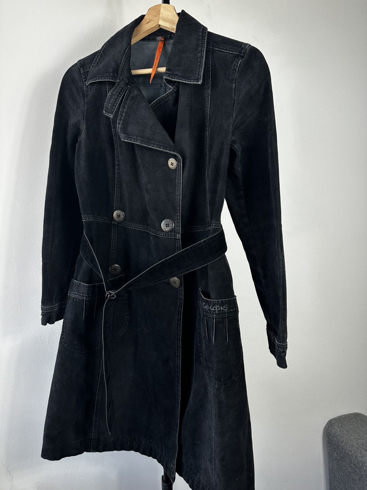 Cop Copine Cop.Copine Black Denim Trench Coat with Belt Size S / US 4 / IT 40 - 6 Thumbnail