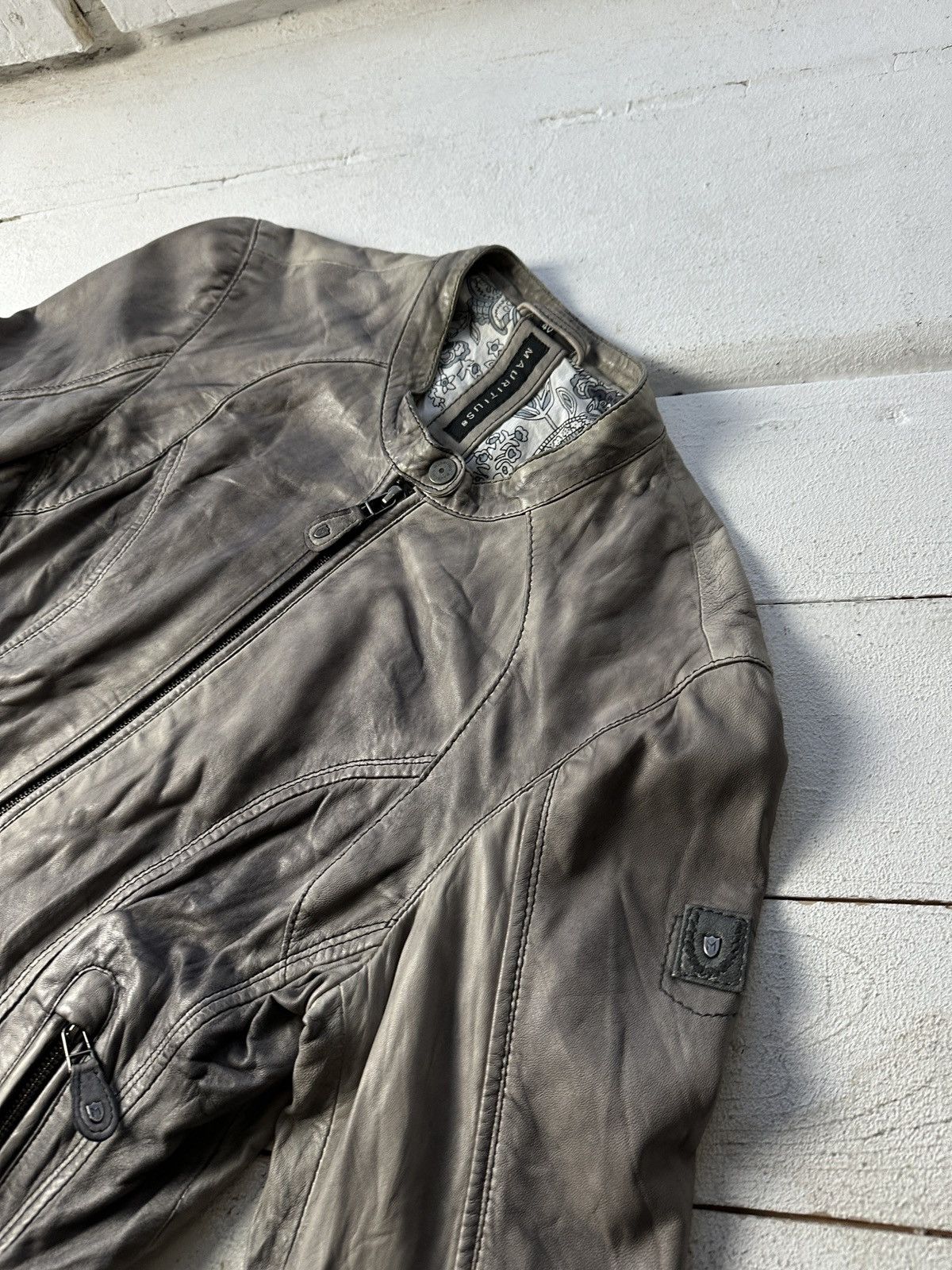 Other 🚨Y2K RICK OWENS TYPE DIRTY SLIM FIT ZIP LEATHER JACKET Size S / US 4 / IT 40 - 4 Thumbnail