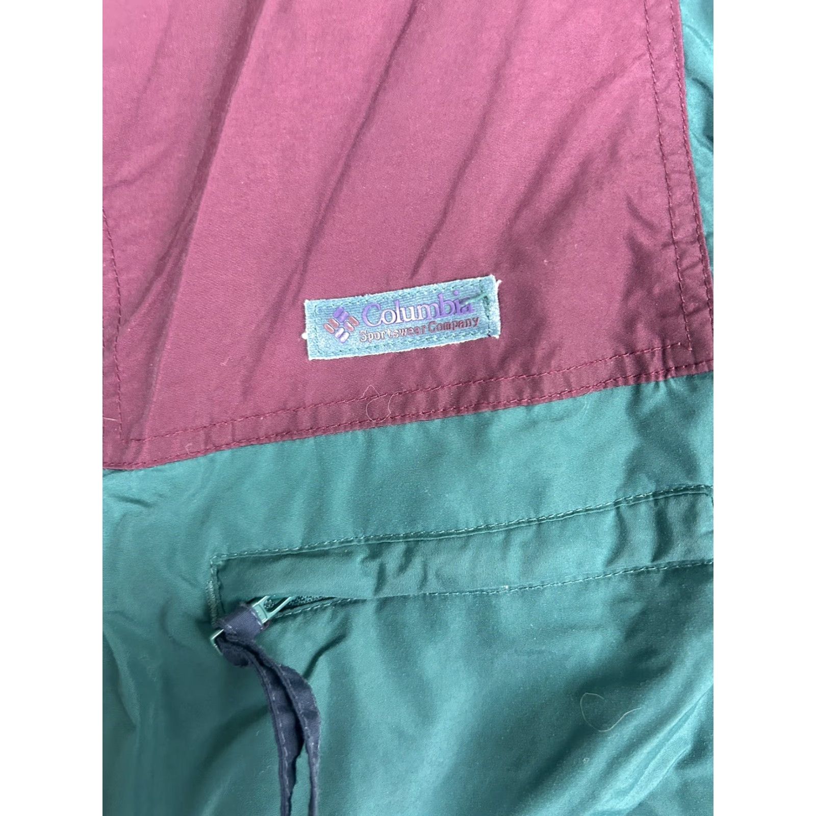 Vintage VINTAGE Columbia Jacket Women L Green Full Zip Hood Burgundy Long Sleeve | Basic Jacket Size L / US 10 / IT 46 - 3 Thumbnail