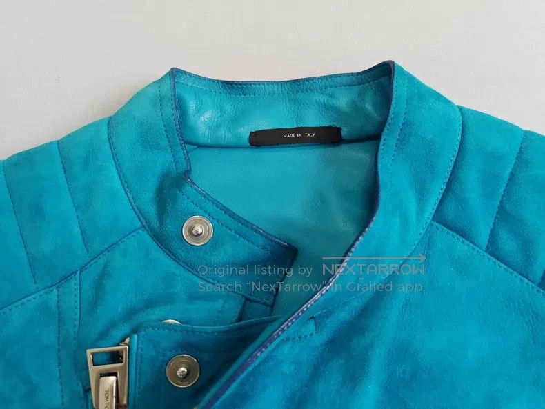 Tom Ford Tom Ford Leather Biker Jacket, Turquoise, Nubuck Lamb Leat Size US M / EU 48-50 / 2 - 6 Thumbnail