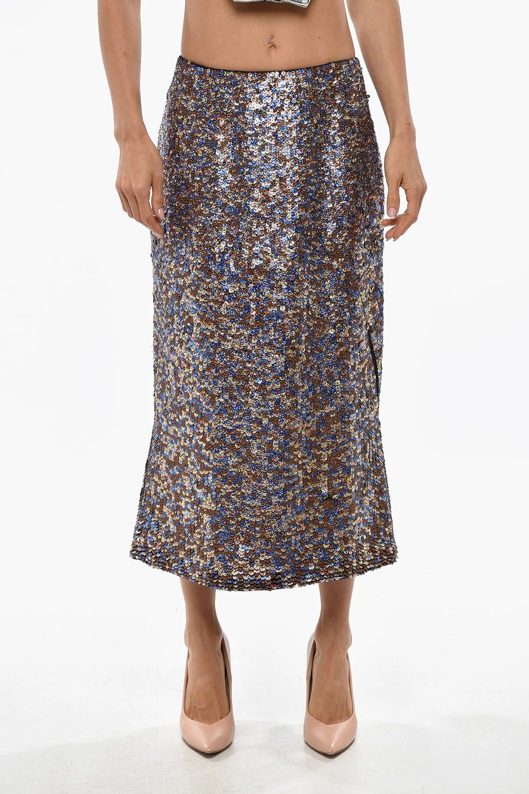 Dries Van Noten og1mm0426 Sequin Midi Skirt in Multicolor Size 27" / US 4 / IT 40 - 1 Thumbnail