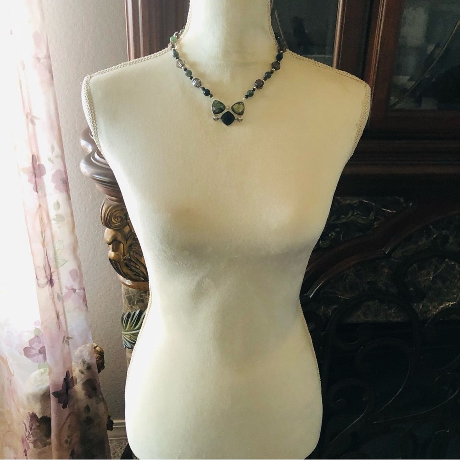 Handmade Handcrafted faceted pendant agate and jasper stone necklac Size ONE SIZE - 6 Thumbnail