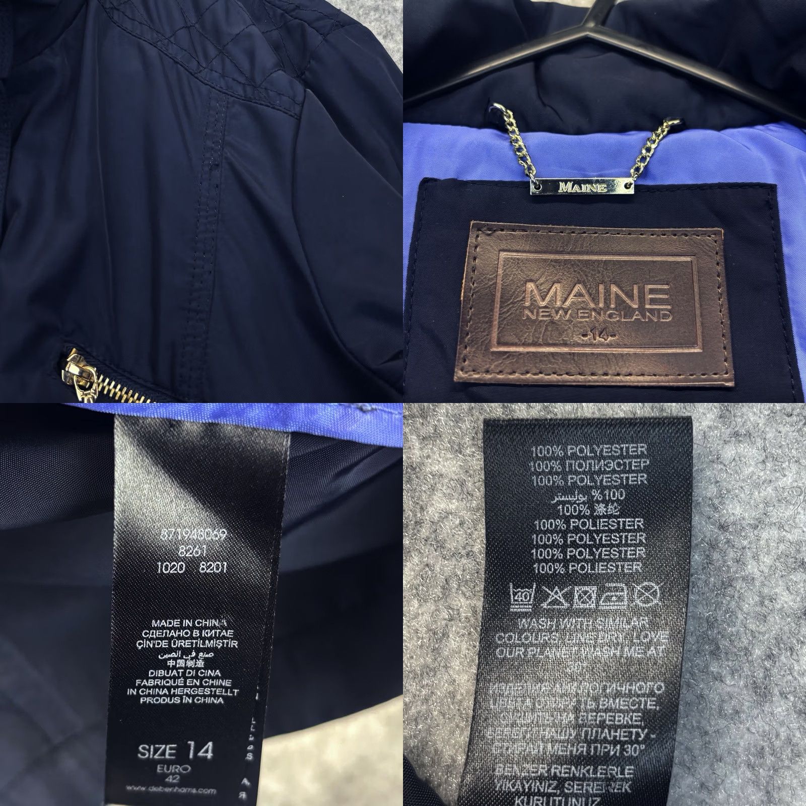 Vintage Maine New England Jacket Belted UK 14 Navy Women’s Used Size XL / US 12-14 / IT 48-50 - 8 Thumbnail