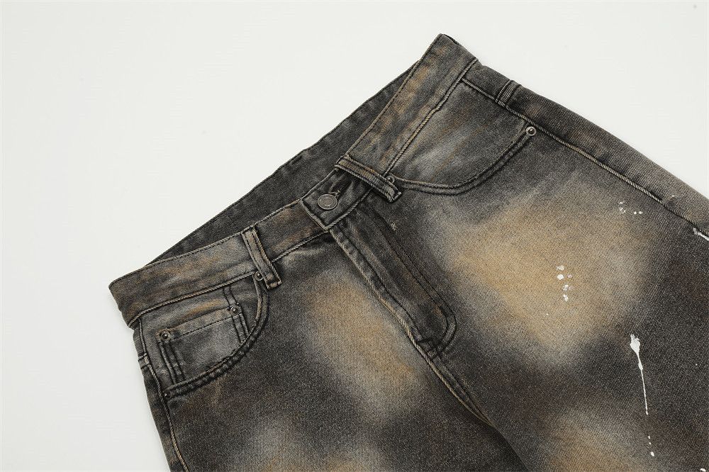 Japanese Brand × Jean Street American loose casual ink-splashed distressed jeans Size US 32 / EU 48 - 4 Thumbnail