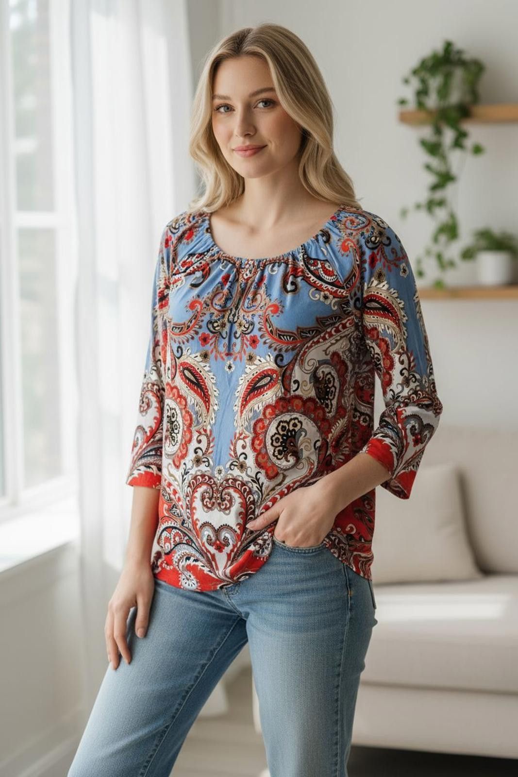 Other Ruby Rd. Women's Paisley Print 3/4 Sleeve Blouse Size M / US 6-8 / IT 42-44 - 1 Thumbnail