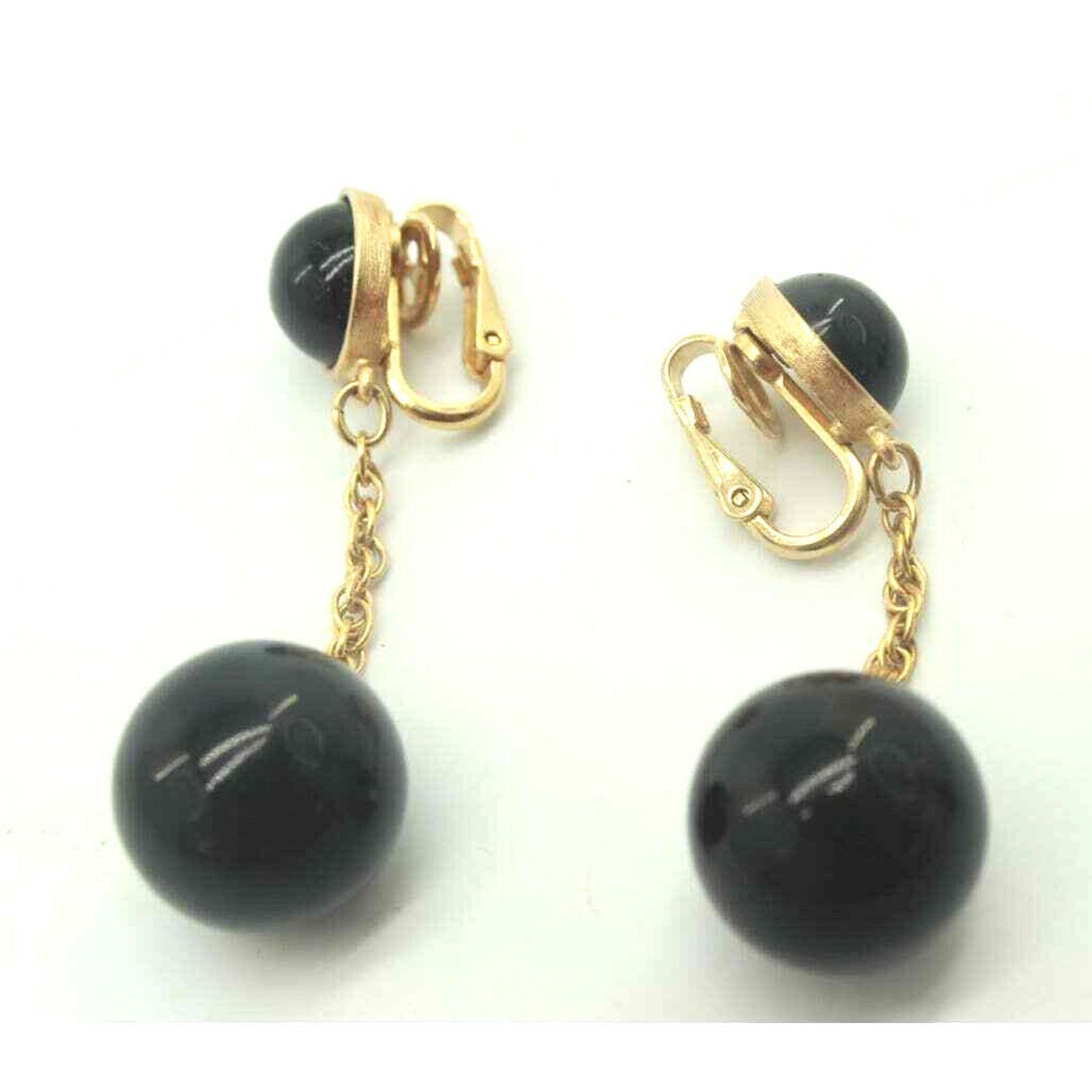 Other Vintage Trafari Black Acrylic Ball Earrings Clip On Size ONE SIZE - 1 Thumbnail