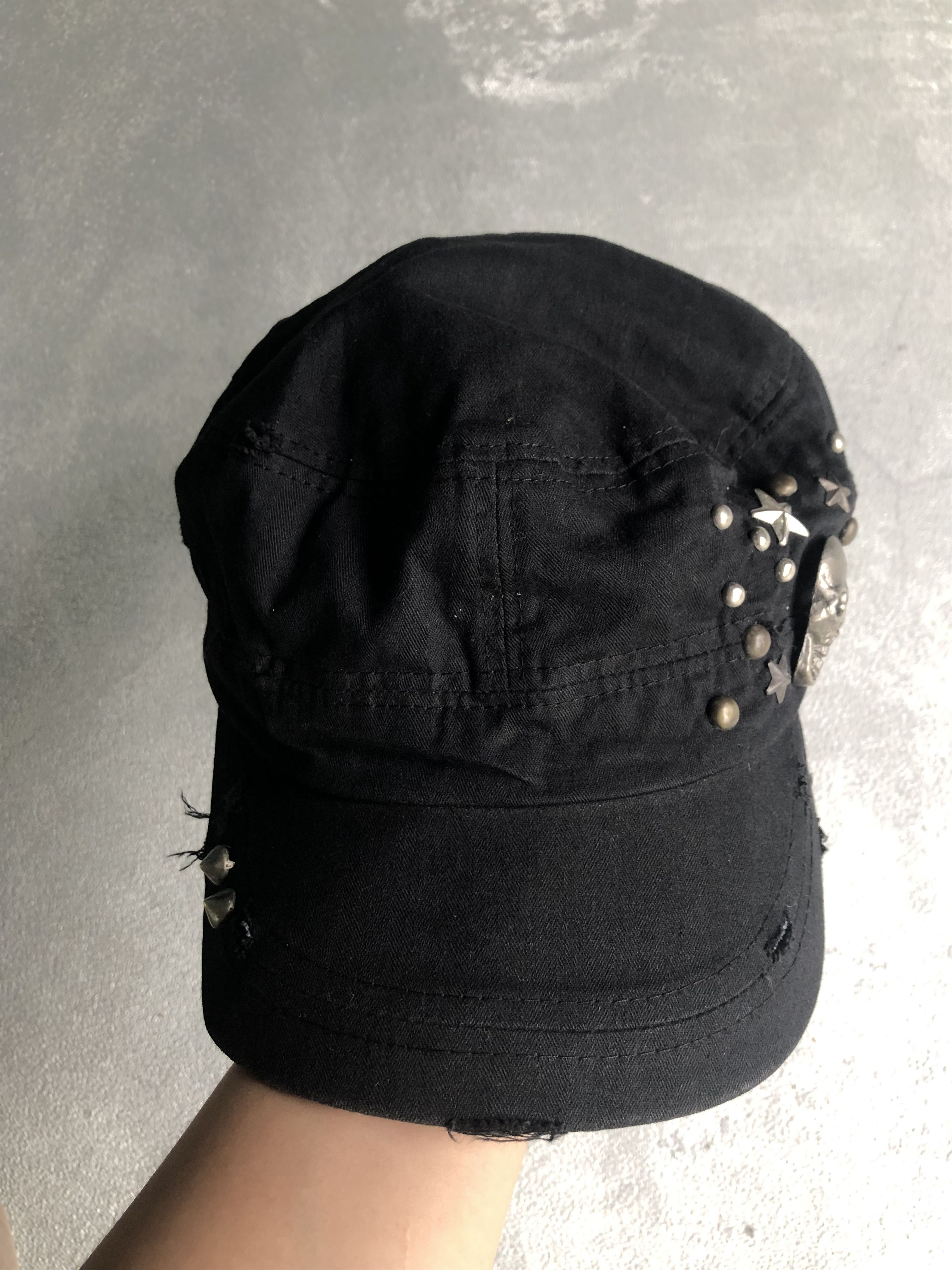 Japanese Brand Gothic Skull Studded Hat Distressed Japanese Style Size ONE SIZE - 1 Thumbnail