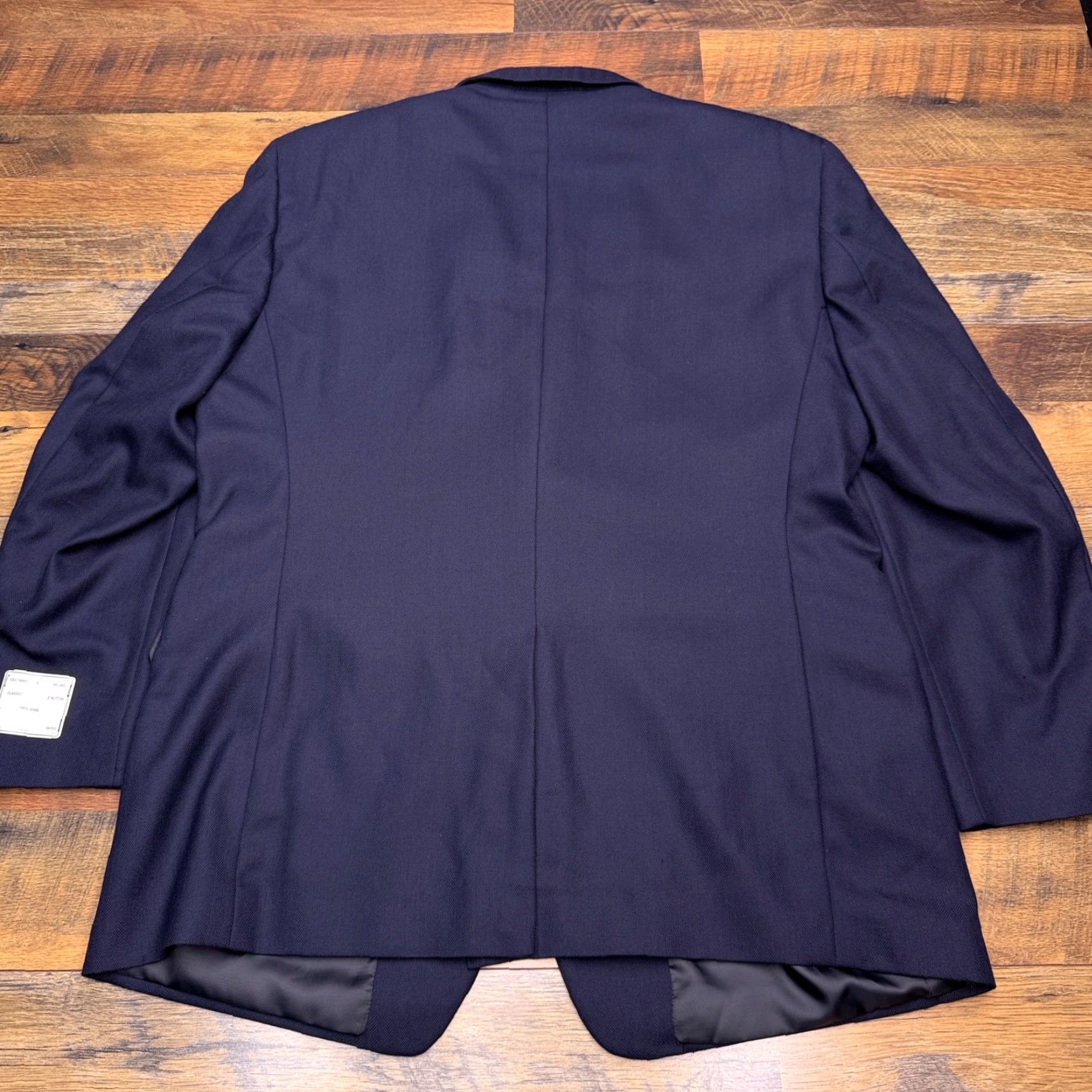Jos. A. Bank Jos. A. Bank Blazer Men 50 Long Navy Wool Herringbone Classic 2-Button Notch Lapel Wool Lining Tweed Single-Breasted Jacket Coat Indoor Dry Clean Only Size 50R - 2 Thumbnail