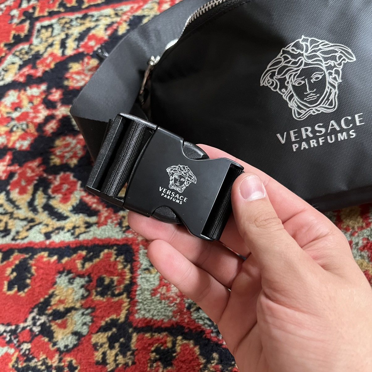 Versace Versace Parfums Black Faux Leather Cross Body Belt Bag Fanny Size ONE SIZE - 4 Thumbnail