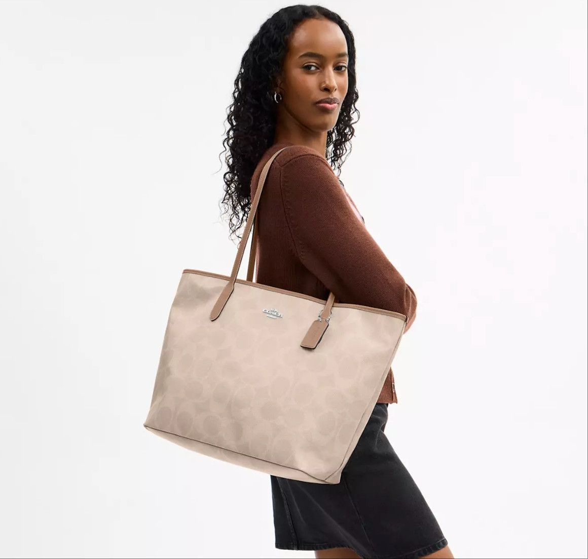 Coach Large City Tote Bag In Maxi Signature Canvas CCD66 Size ONE SIZE - 7 Thumbnail
