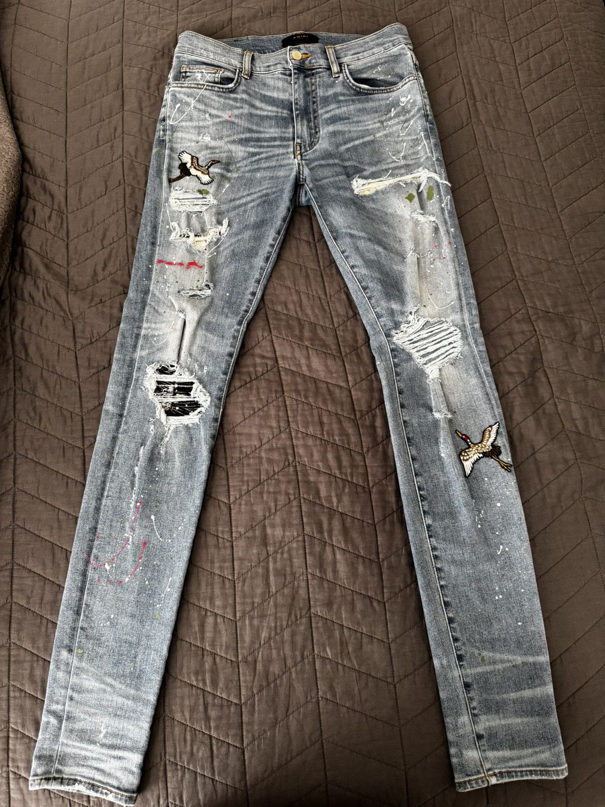 Amiri Amiri Art Patch Rosebowl Splatter Jeans - Size 32 Size US 32 / EU 48 - 1 Thumbnail